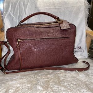 Coach Bleeker Large Pebbled Leather Toaster Bag in Oxblood